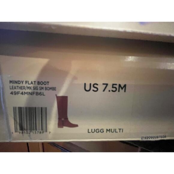 MICHAEL KORS MINDY LEATHER SIGNATURE LOGO TRIM KNEE HIGH BOOT NEW IN BOX SZ 7WS - Picture 7 of 10